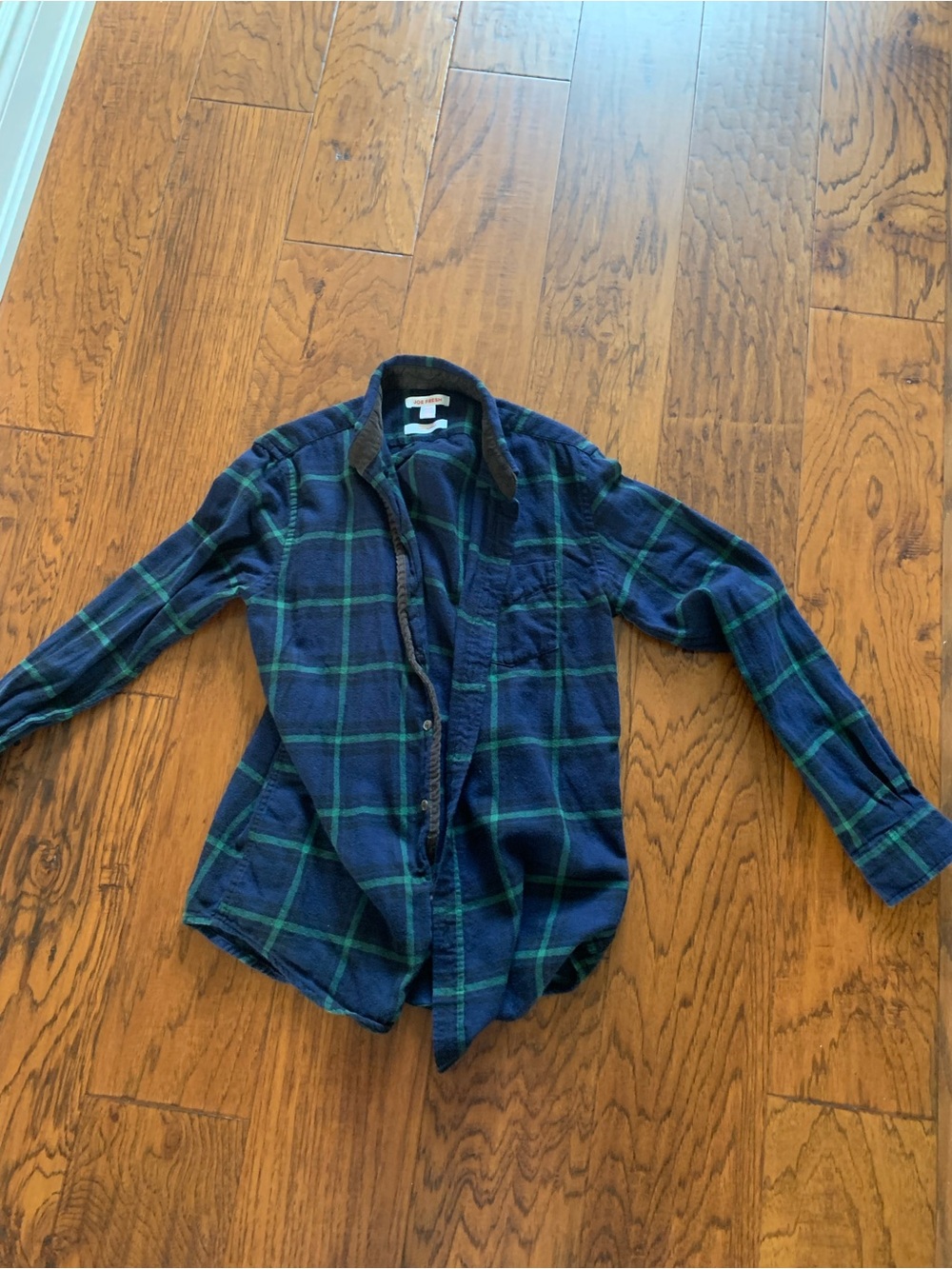 Joe Fresh Navy and Green Plaid Button-Down Shirt